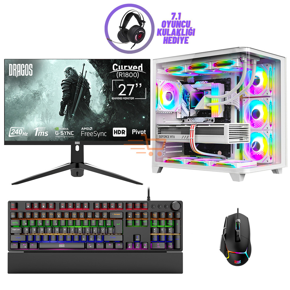Dragos DRx7333 i7 12700KF 32GB DDR5 Ram 1TB NVMe 16GB RTX4060Ti 27 İnç 240Hz Curved Oem Paket