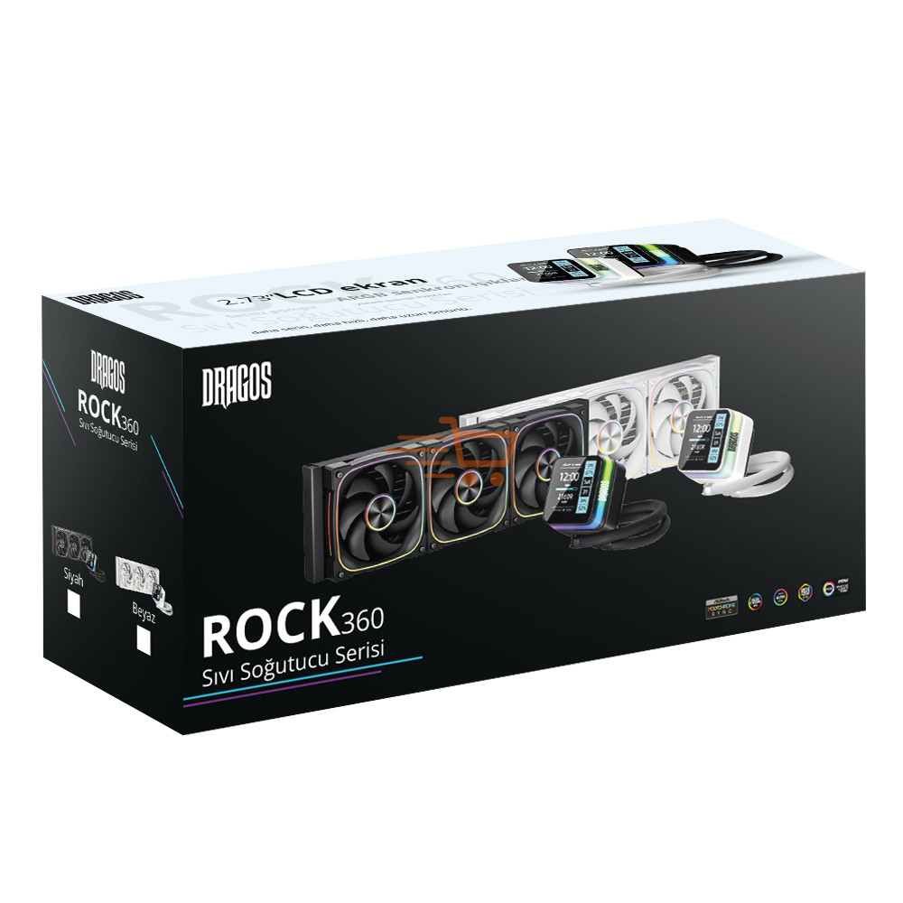 Dragos Rock LCD Ekranlı 360mm ARGB Beyaz İşlemci Sıvı Soğutucu